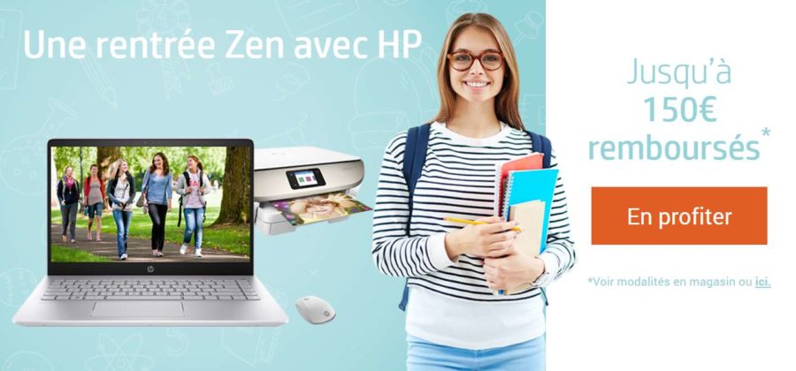 Offre rentrée : jusqu’à 150€ de remboursement par HP (PC, Imprimante, accessoires…) 🔥 DERNIERS JOURS