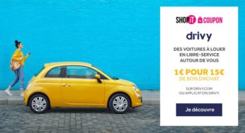 Bon de réduction Drivy : 5€ le bon d’une valeur de 15€ (location de véhicule)