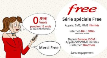 Série Spéciale Forfait Free 0,99€ par mois les 30Go (tout illimité) pendant 1 an