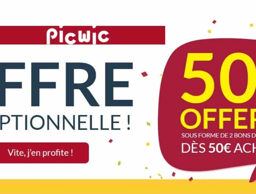 50€ d’achat sur Picwic 50€ remboursés en 2 bons d’achat