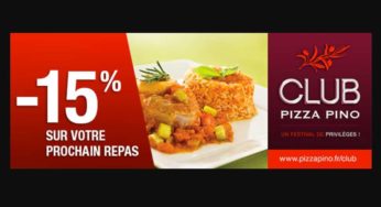 15% de remise sur votre repas chez Pizza Pino 🍕 (Paris, Lyon, Toulouse)