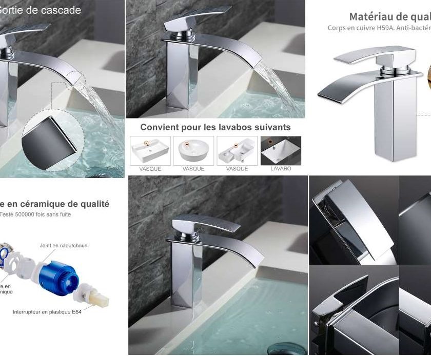 robinet de salle de bain avec sortie cascade Homelody