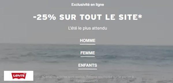 25% de remise sur tout le site levi’s