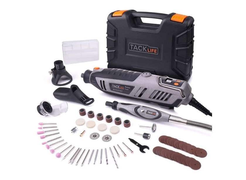 coffret outil multifonction rotatif Tacklife + 63 embouts + 4 accessoires