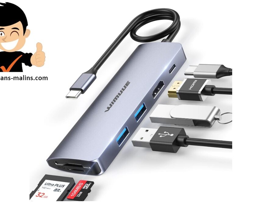 promotion adaptateur hub usb c en aluminium 7 en 1 wimuue