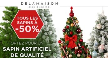 50% de remise sur les sapins de Noël artificiels / 50% sur les boules de noël + livraison gratuite