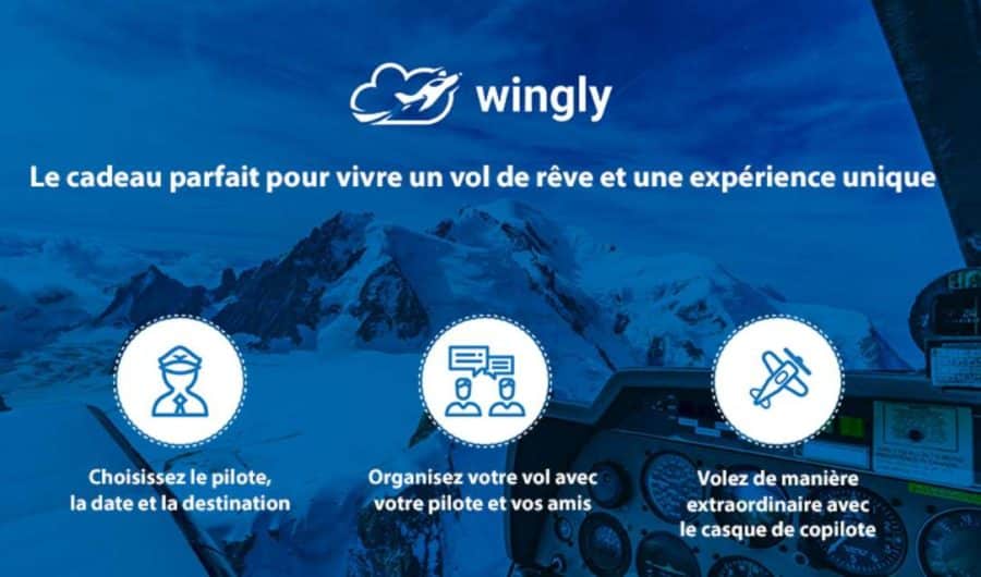 Bon d’achat Wingly pour une réservation d’un vol dans un avion de tourisme (39€ = 60€, 70€ = 120€, 130€ = 240€…)