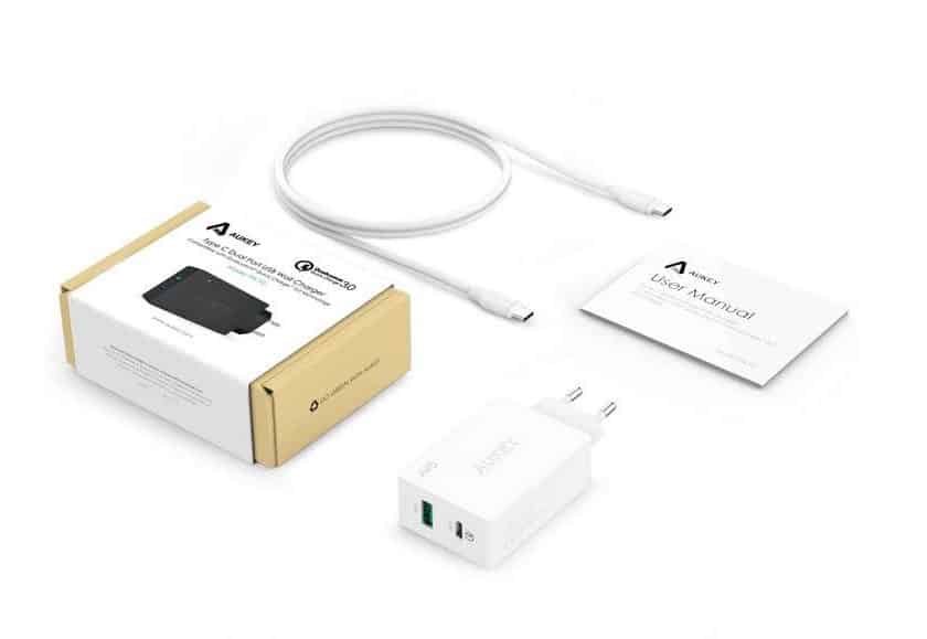 chargeur mural 2 ports USB Aukey USB 3.0 et USB C