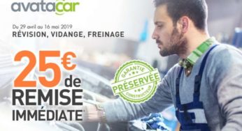 Bon de réduction Avatacar : 1€ = 25€ de remise sur la vidange, révision ou freinage