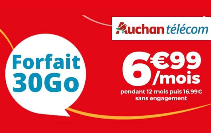 Forfait Auchan Telecom 30Go à 6,99€