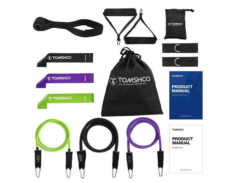 kit fitness 14 pièces bandes de résistance, ancres de porte, poignées Tomshoo