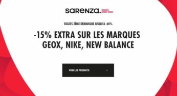 15% de remise en plus sur les soldes Sarenza de Nike, New Balance et Geox (chaussures et sacs)