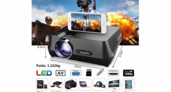 39,99€ vidéoprojecteur portable Full HD ExquizOn (HDMI – AV -VGA) pour smartphone, ordinateur, caméra, disque dur, console, carte SD….