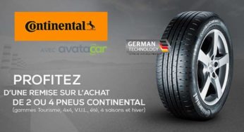 De 20€ à 120€ de remise immédiate sur les pneus Continental (sur Avatacar) avec un coupon