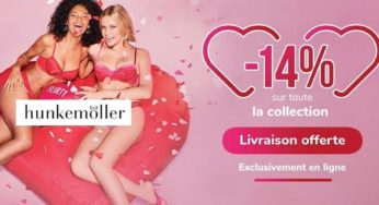 Saint Valentin Hunkemöller : -14% sur tout + livraison gratuite dès 20€ d’achats