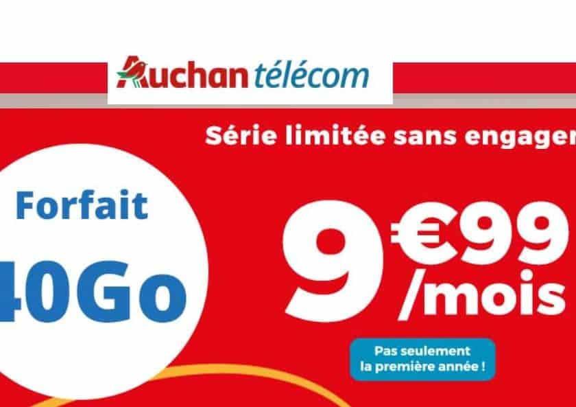 Forfait 40Go Auchan Telecom 9,99€ par mois