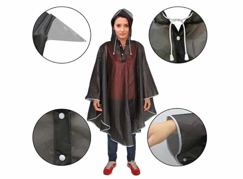 Poncho anti-pluie à capuche mixte Trehai