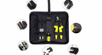 16,97€ kit à sertir Meterk 4 en 1 (pince à sertir + 4 mâchoires + tournevis + pochette) acier haute teneur en carbone