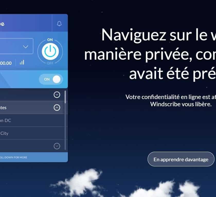 Abonnement Windscribe VPN gratuit pendant 1 an