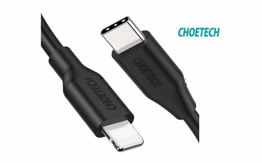 Moins 14€ câble USB Lightning vers USB C Choetech 2 mètres (certifié MFI Apple)