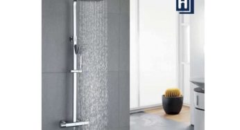 Moins de 150€ la colonne de douche thermostatique avec gros pommeau de douche et douche italienne Homelody (réglable en hauteur)