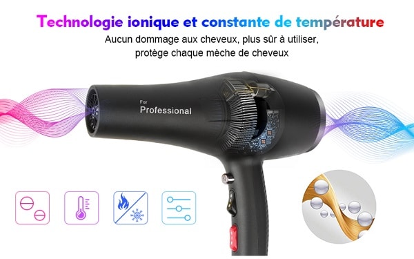 Sèche-cheveux sans fil LYLUX - Sèche-cheveux à batterie rechargeable -  Soins capillaires à faible chaleur