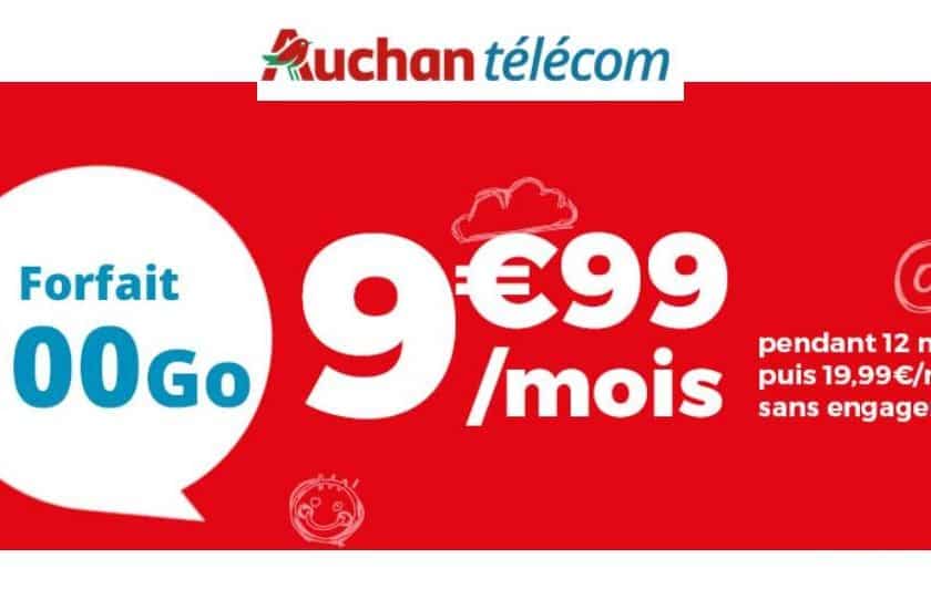 Forfait 100Go Auchan Telecom à 9,99€