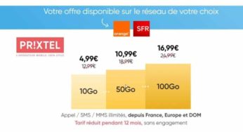 Série spécial Prixtel : forfait 10Go pour 4,99€ ou 50Go pour 10,99€ en tout illimité sans engagement