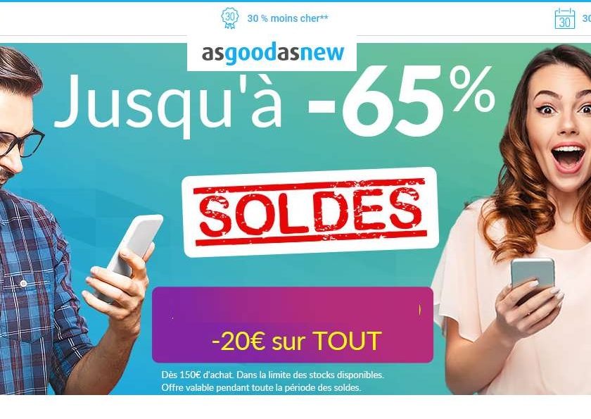 Smartphones, tablettes… reconditionnés à neuf garantie encore moins chers avec les soldes Asgoodasnew