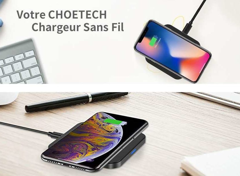 chargeur sans fil QI Choetech (smartphone & IPhone) différents coloris