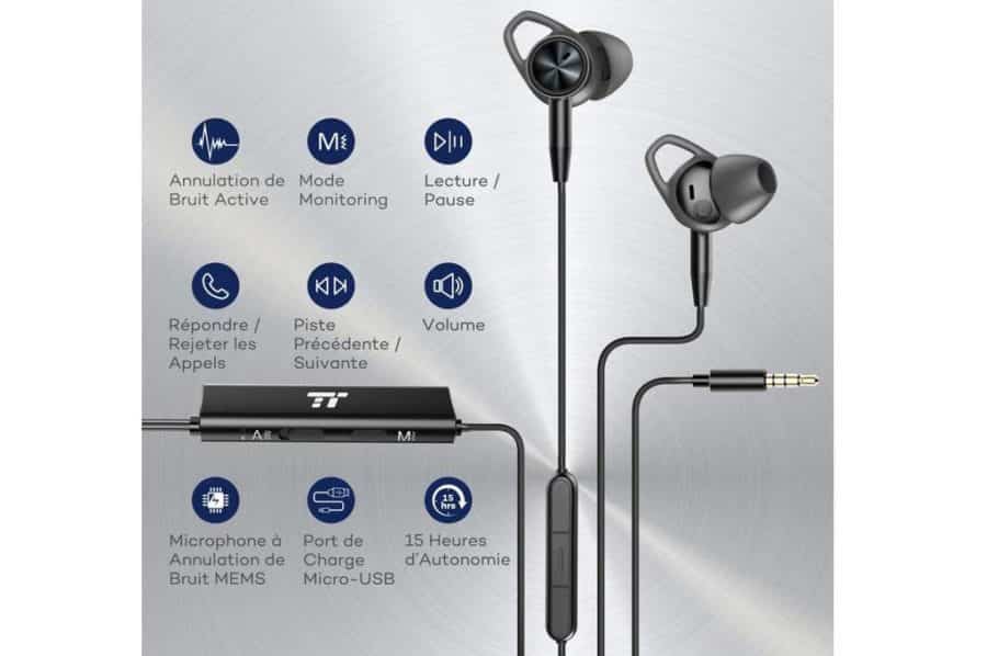 29,99€ écouteurs aluminium avec micro, télécommande et puce diminution de bruit TaoTronics – port inclus