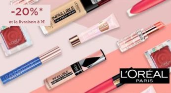 Summer Battle l’Oréal Paris : 20% de remise + livraison à 1€ sur une sélection de maquillage et crème.