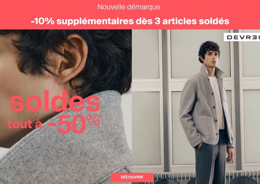 dernière démarque soldes devred tout à moins 50% + 10% dés 3 articles