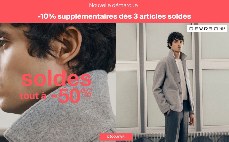 dernière démarque soldes devred tout à moins 50% + 10% dés 3 articles