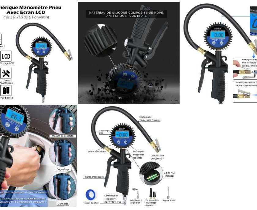 pistolet de gonflage haute précision avec manomètre numérique Geker