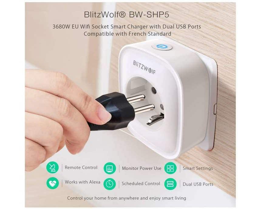 prise connectée Wi-Fi BlitzWolf avec 2 ports USB