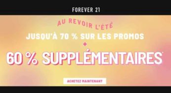 Déstockage des soldes Forever 21 : 60% supplémentaire sur les démarques (déjà jusqu’à -70%)