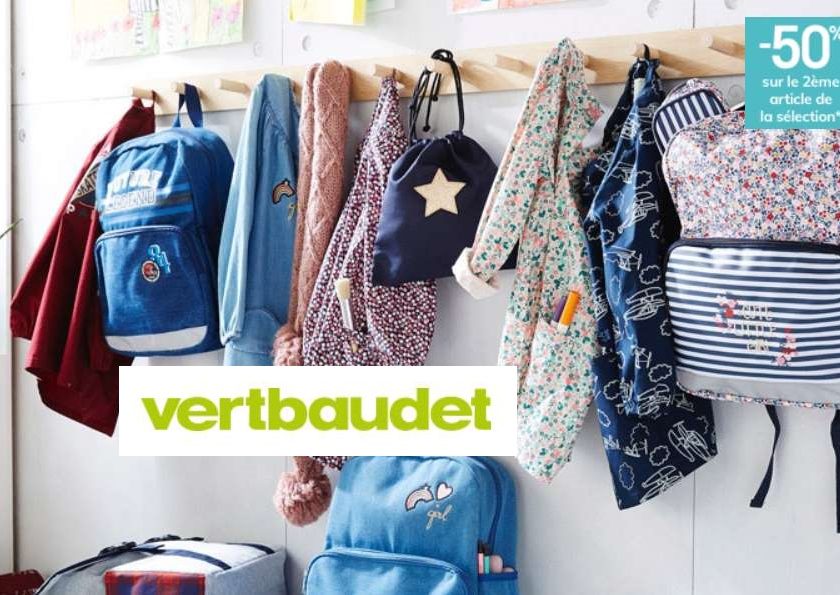 Rentrée Vert Baudet -50% sur le 2ème article fournitures scolaires