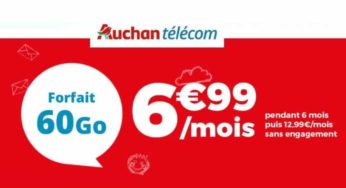 6,99€ le forfait Auchan Telecom 60Go en vente flash (appels, SMS et MMS illimités) pendant 6 mois