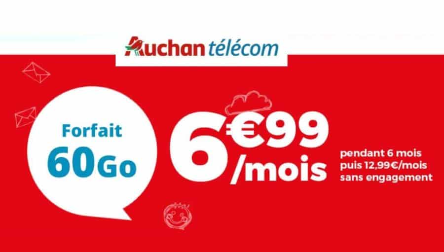 6,99€ le forfait Auchan Telecom 60Go en vente flash (appels, SMS et MMS illimités) pendant 6 mois