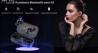 PROMO : 32,19€ oreillettes Bluetooth Muzili (tactile, Bluetooth 5.0, boitier de charge 3000 mAh avec affichage digital) port inclus