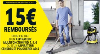 Offre de remboursement : 15€ remboursés pour l’achat d’un aspirateur multifonction Karcher ou aspirateur cendres Karcher