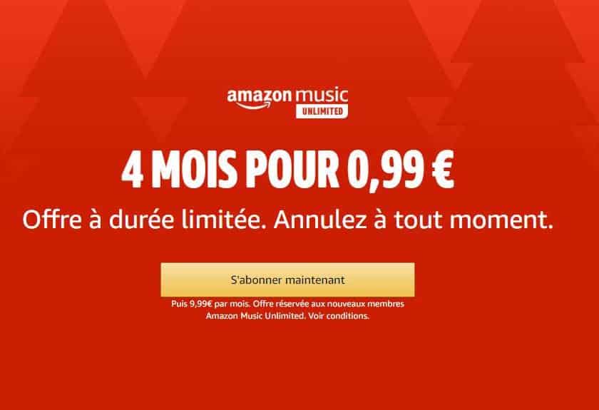 4 mois d'abonnement Amazon Music pour seulement 0,99€