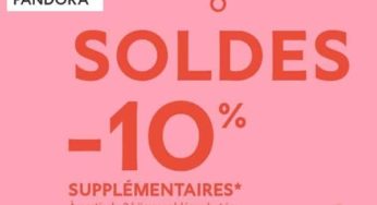 10% de remise supplémentaire sur les soldes Pandora (nouvelle démarque) dès 2 articles