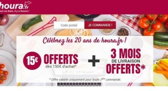 15€ de remise sur vos courses en ligne sur Houra dès 150€ + 3 mois de livraison (1ere commande)