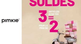 2 achetés = le troisième article des Soldes Pimkie gratuit (idem pour le 6e, 9e…)