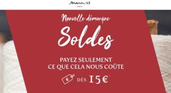 Dernière démarque des Soldes Maison 123 : de 50% à 70% de remise & 2 achetées = 3ème OFFERT