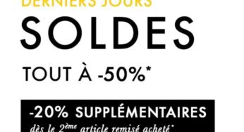 Deux superbes offres Un Jour Ailleurs : 20% supplémentaire sur les soldes dés 2 articles + tout l’outlet à -70%