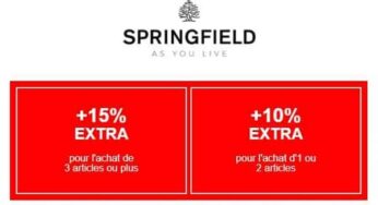 Remises sur les Soldes Springfield de 10% (sans mini) ou 15% (dès 3 articles)