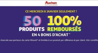 Soldes mercredi 8 janvier = 50% produits 100% remboursés chez Auchan (uniquement aujourd’hui – dispo en ligne ! )